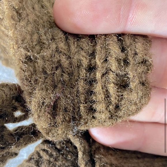 Vintage Handmade Brown Mustard Crochet Knit Winter Hat And Mitts Combo - Picture 8 of 11